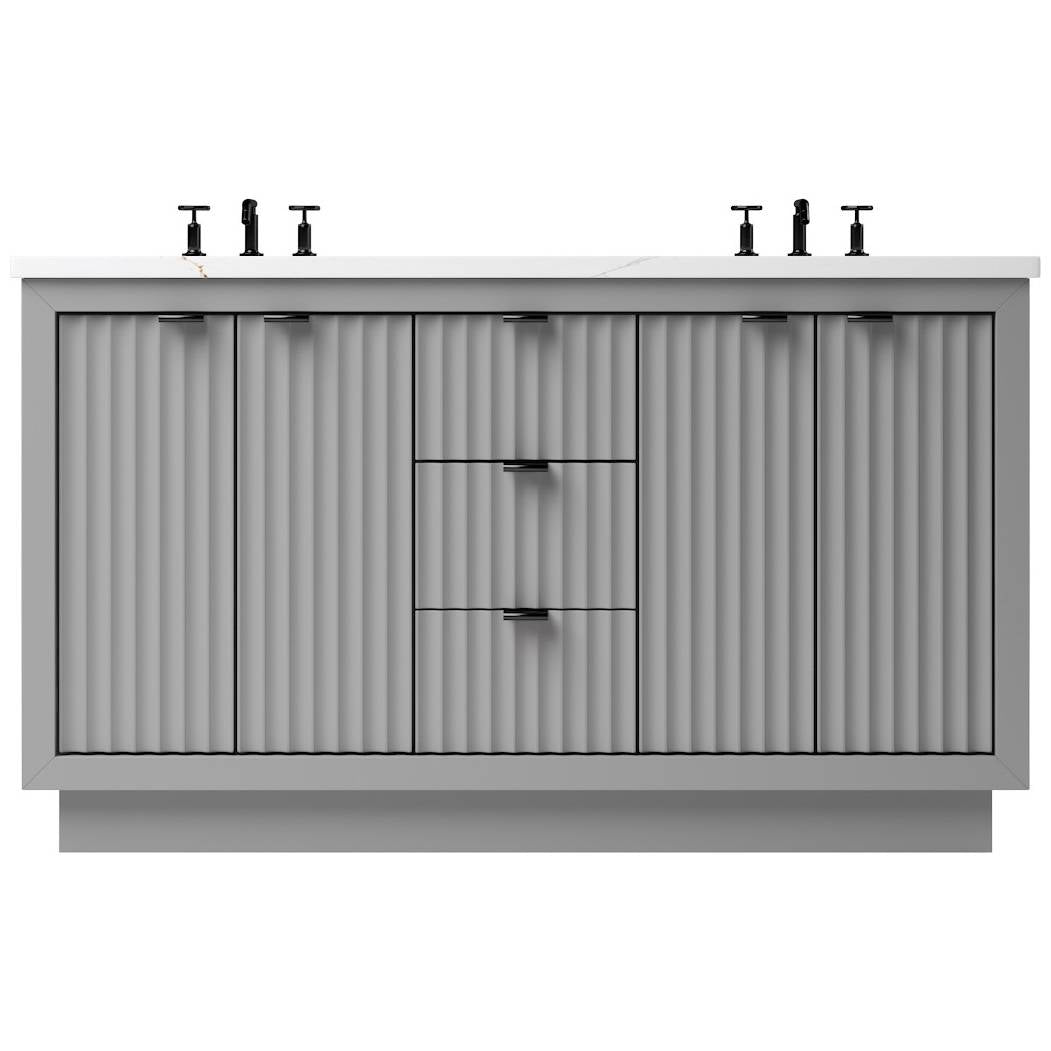 Vanderloc LeCrieú Double Bath Vanity - 60&quot; - Platinum Gray - Matte Black - LCD5 - 60.pg.mb