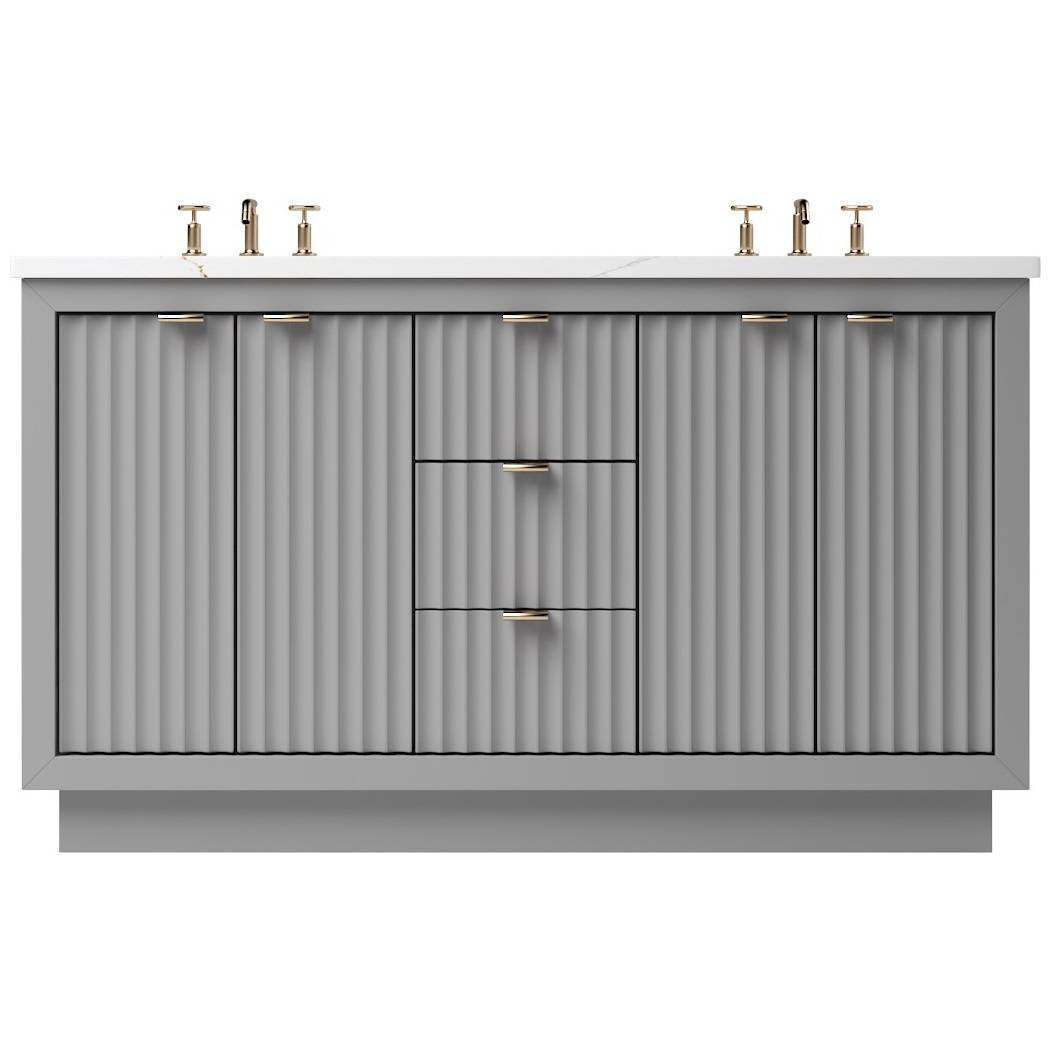 Vanderloc LeCrieú Double Bath Vanity - 60&quot; - Platinum Gray - Rose Gold - LCD5 - 60.pg.rg