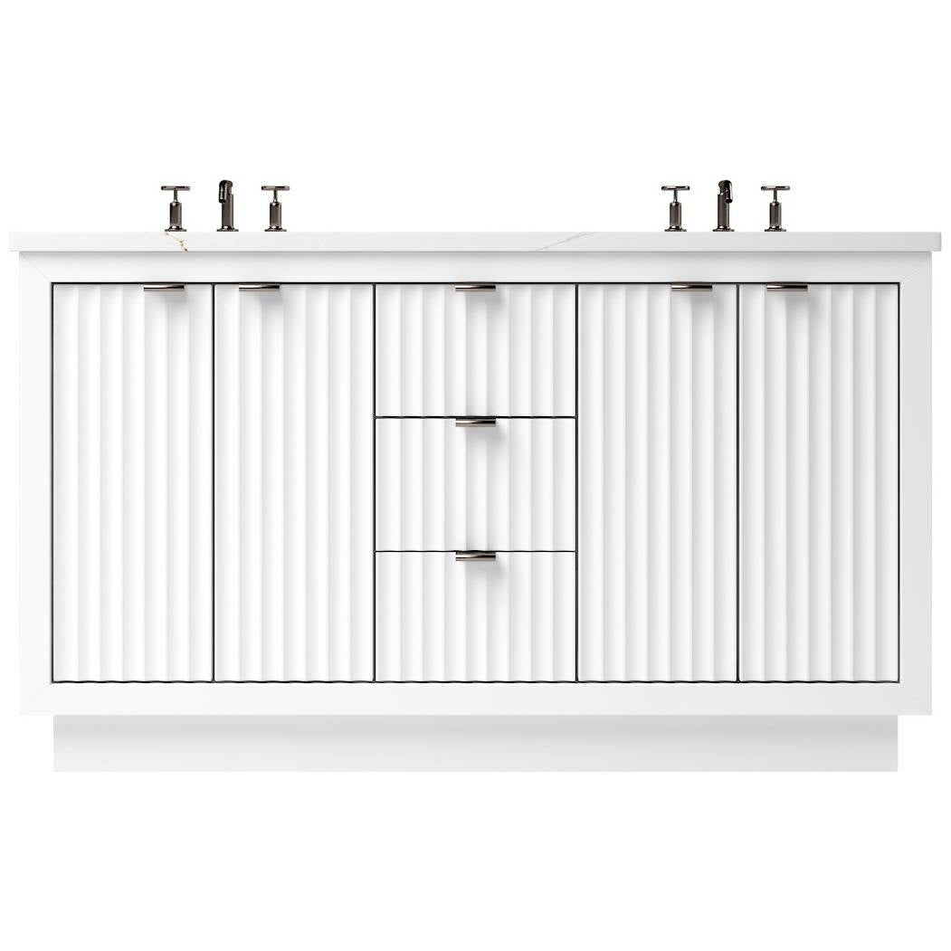 Vanderloc LeCrieú Double Bath Vanity - 60&quot; - Pure White - Champagne Bronze - LCD5 - 60.pw.br