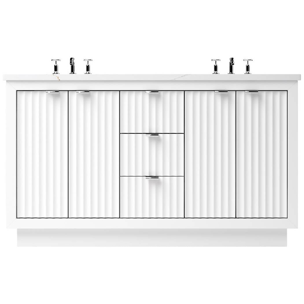 Vanderloc LeCrieú Double Bath Vanity - 60&quot; - Pure White - Polished Chrome - LCD5 - 60.pw.ch