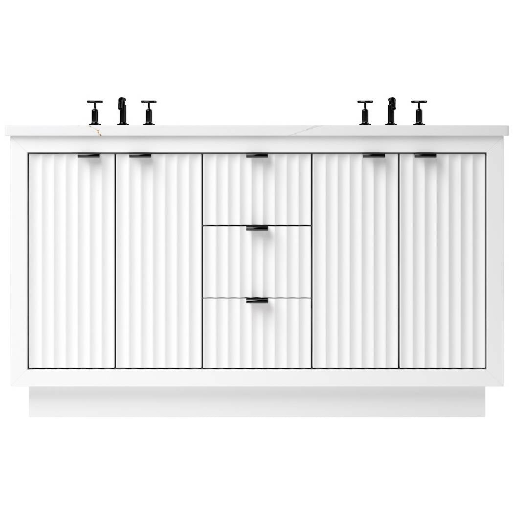 Vanderloc LeCrieú Double Bath Vanity - 60&quot; - Pure White - Matte Black - LCD5 - 60.pw.mb
