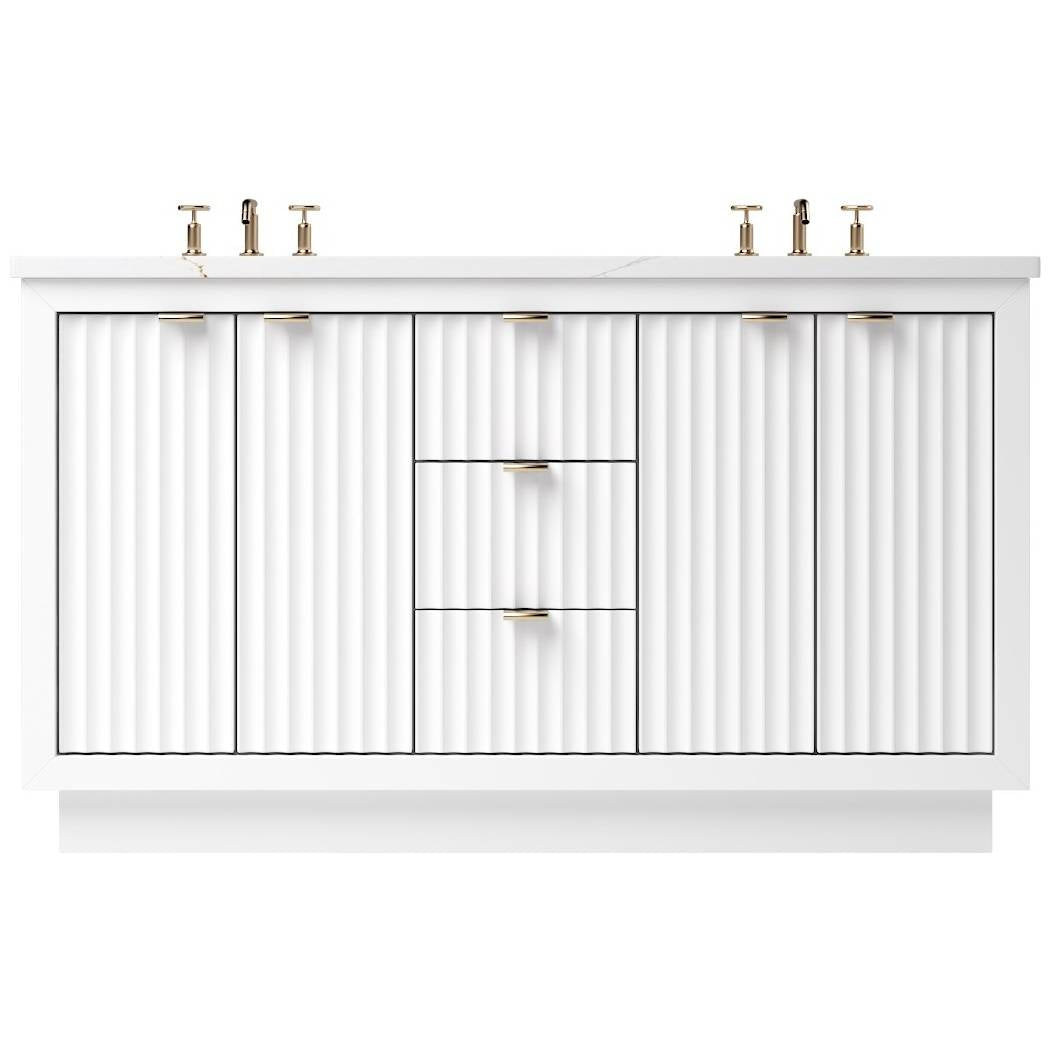 Vanderloc LeCrieú Double Bath Vanity - 60&quot; - Pure White - Rose Gold - LCD5 - 60.pw.rg