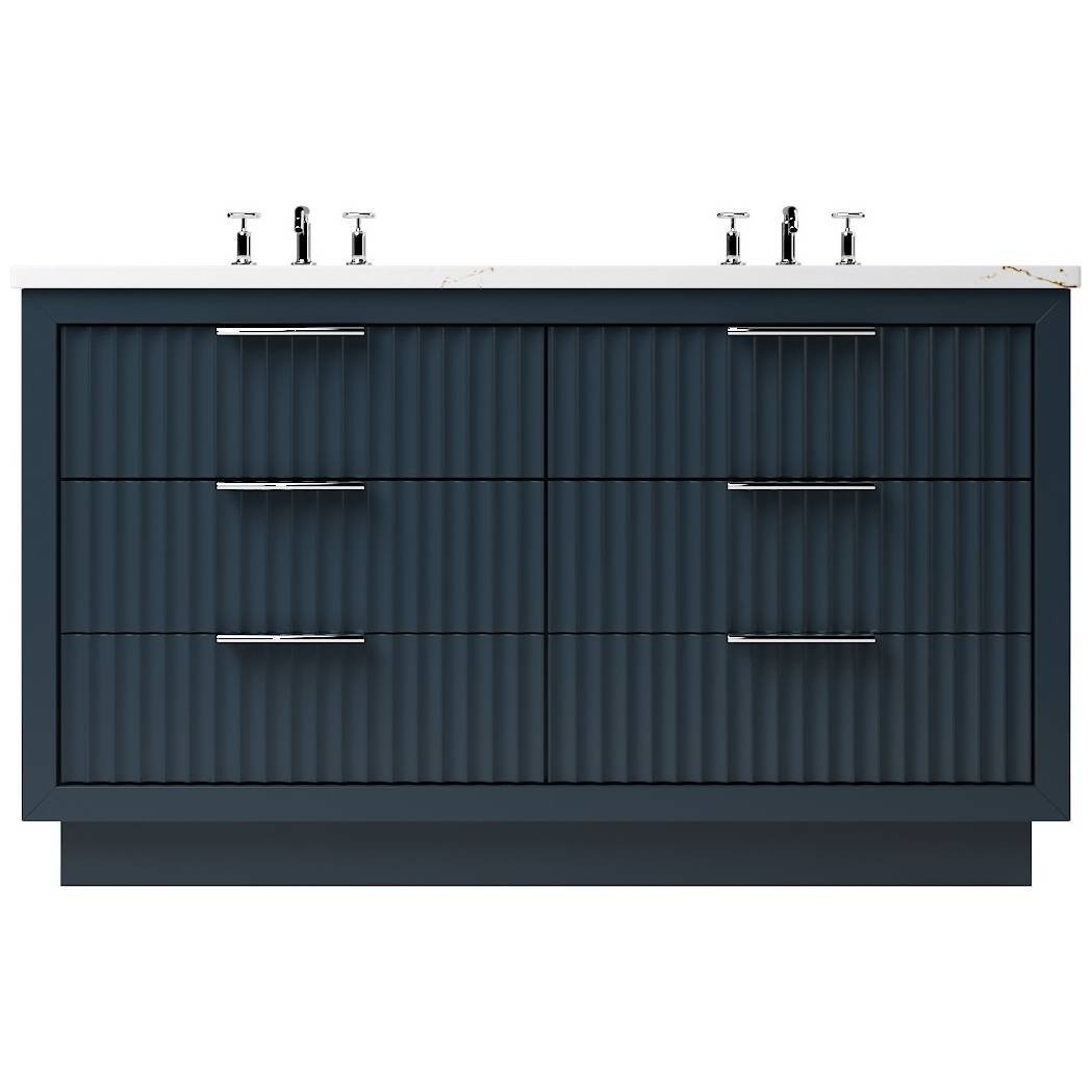 Vanderloc LeCrieú Double Drawer Bath Vanity - 60&quot; - Hague Blue - Polished Chrome - LCD6 - 60.hb.ch