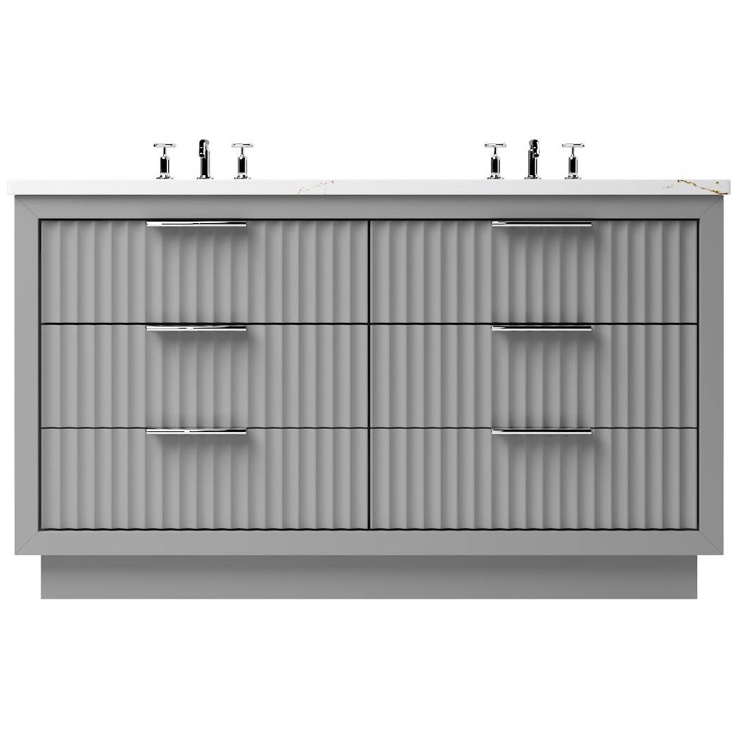Vanderloc LeCrieú Double Drawer Bath Vanity - 60&quot; - Platinum Gray - Polished Chrome - LCD6 - 60.pg.ch