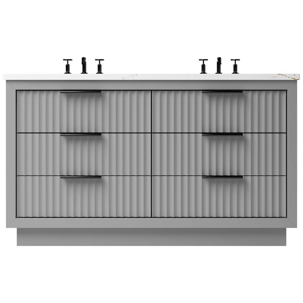 Vanderloc LeCrieú Double Drawer Bath Vanity - 60&quot; - Platinum Gray - Matte Black - LCD6 - 60.pg.mb