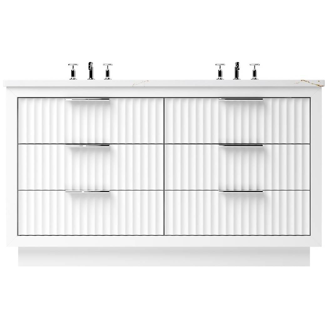 Vanderloc LeCrieú Double Drawer Bath Vanity - 60&quot; - Pure White - Polished Chrome - LCD6 - 60.pw.ch