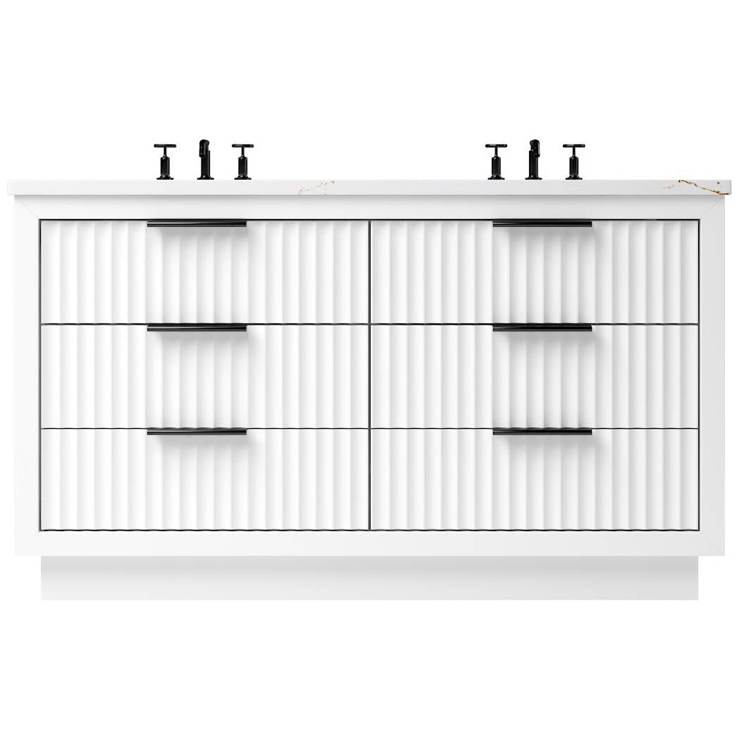 Vanderloc LeCrieú Double Drawer Bath Vanity - 60&quot; - Pure White - Matte Black - LCD6 - 60.pw.mb
