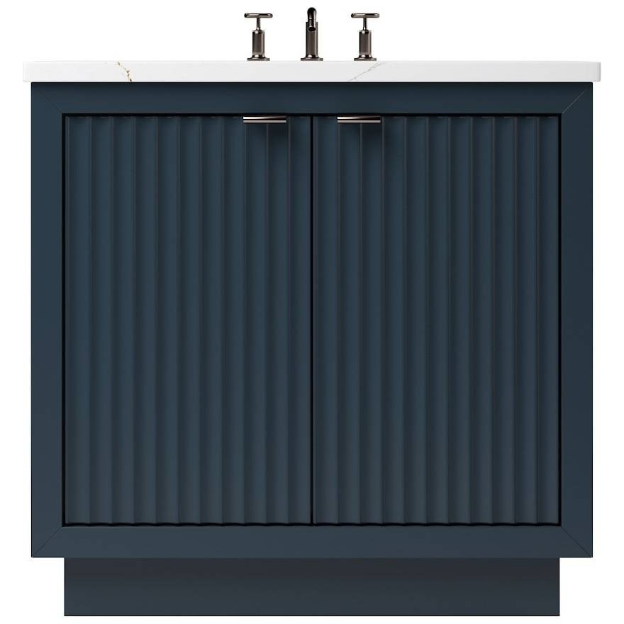 Vanderloc LeCrieú Single Bath Vanity - 30&quot; - Hague Blue - Champagne Bronze - LCS1 - 30.hb.br