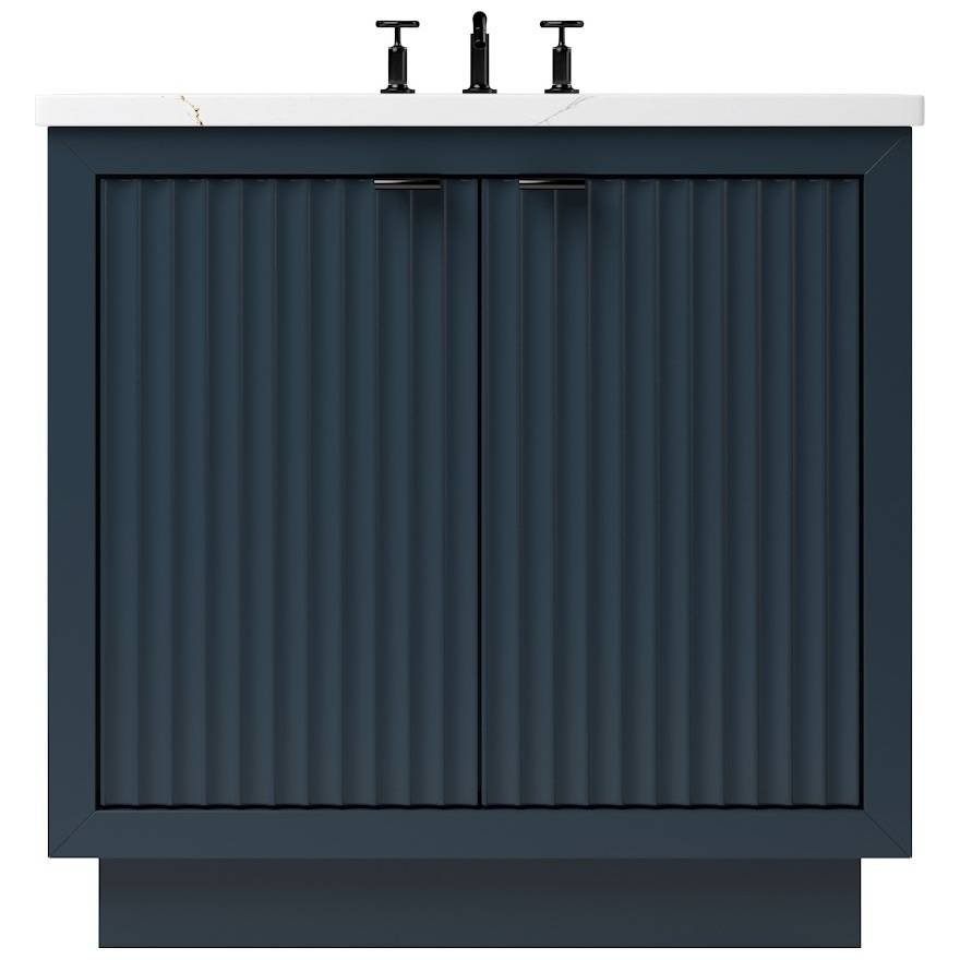 Vanderloc LeCrieú Single Bath Vanity - 30&quot; - Hague Blue - Matte Black - LCS1 - 30.hb.mb