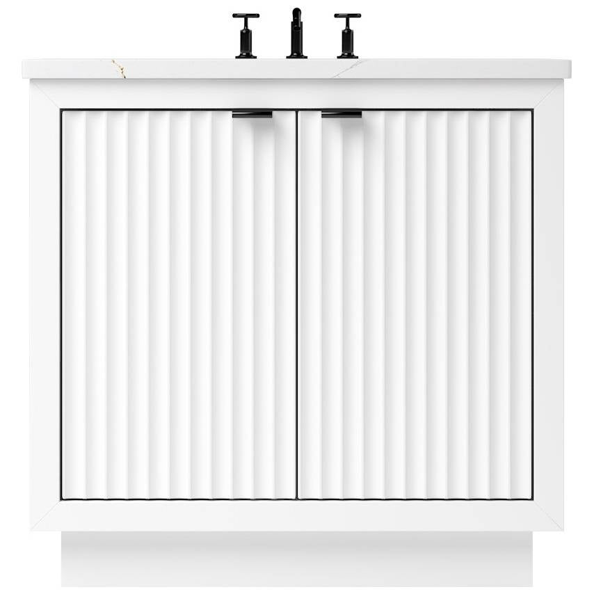 Vanderloc LeCrieú Single Bath Vanity - 30&quot; - Pure White - Matte Black - LCS1 - 30.pw.mb