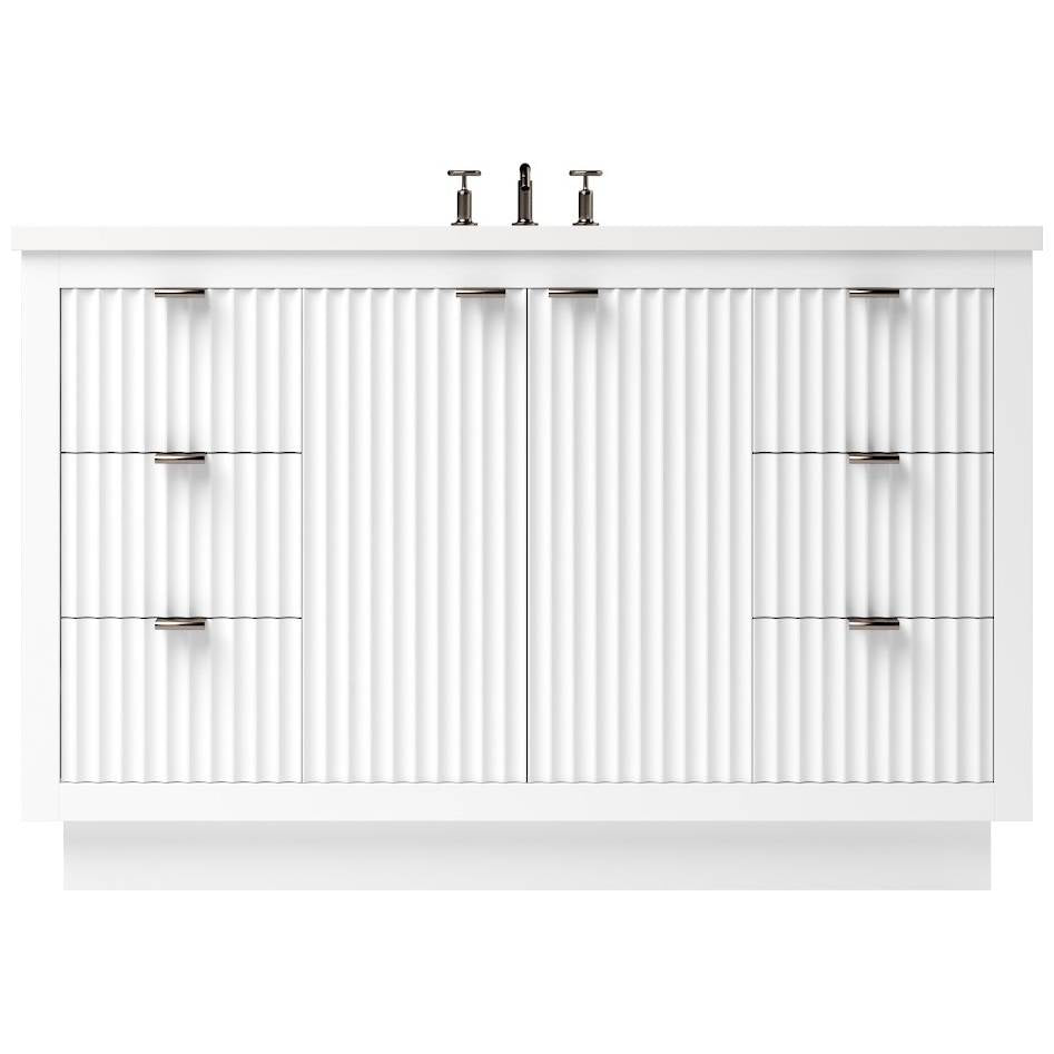 Vanderloc LeCrieú Single Extra Wide Bath Vanity - 48&quot; - Pure White - Champagne Bronze - LCS4 - 48.pw.br
