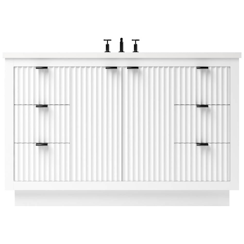 Vanderloc LeCrieú Single Extra Wide Bath Vanity - 48&quot; - Pure White - Matte Black - LCS4 - 48.pw.mb