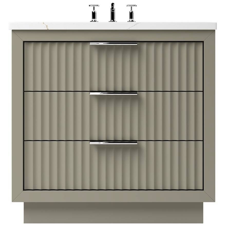 Vanderloc LeCrieú Three - Drawer Single Bath Vanity - 30&quot; - French Olive - Polished Chrome - LCS3 - 30.fo.ch