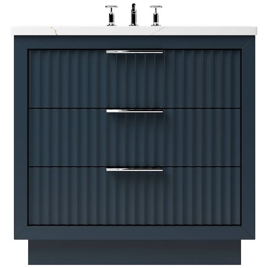 Vanderloc LeCrieú Three - Drawer Single Bath Vanity - 30&quot; - Hague Blue - Polished Chrome - LCS3 - 30.hb.ch