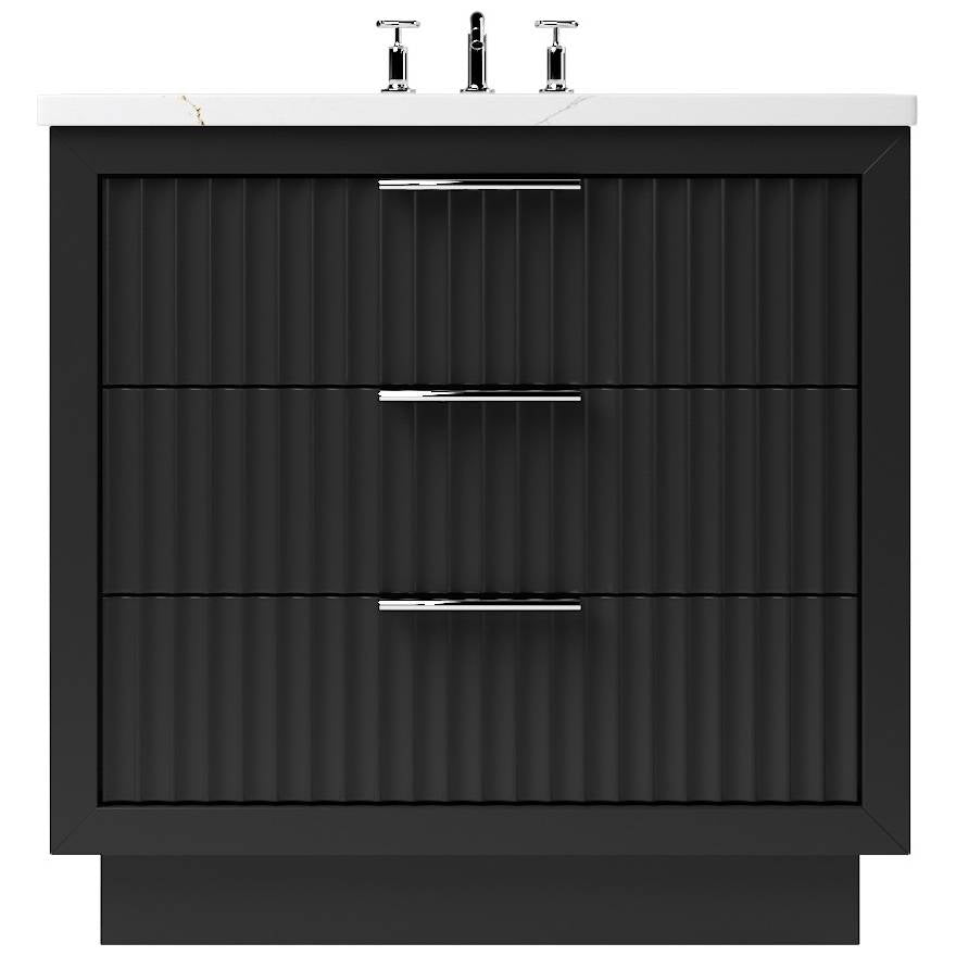 Vanderloc LeCrieú Three - Drawer Single Bath Vanity - 30&quot; - Noir - Polished Chrome - LCS3 - 30.no.ch