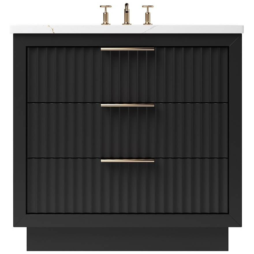 Vanderloc LeCrieú Three - Drawer Single Bath Vanity - 30&quot; - Noir - Rose Gold - LCS3 - 30.no.rg