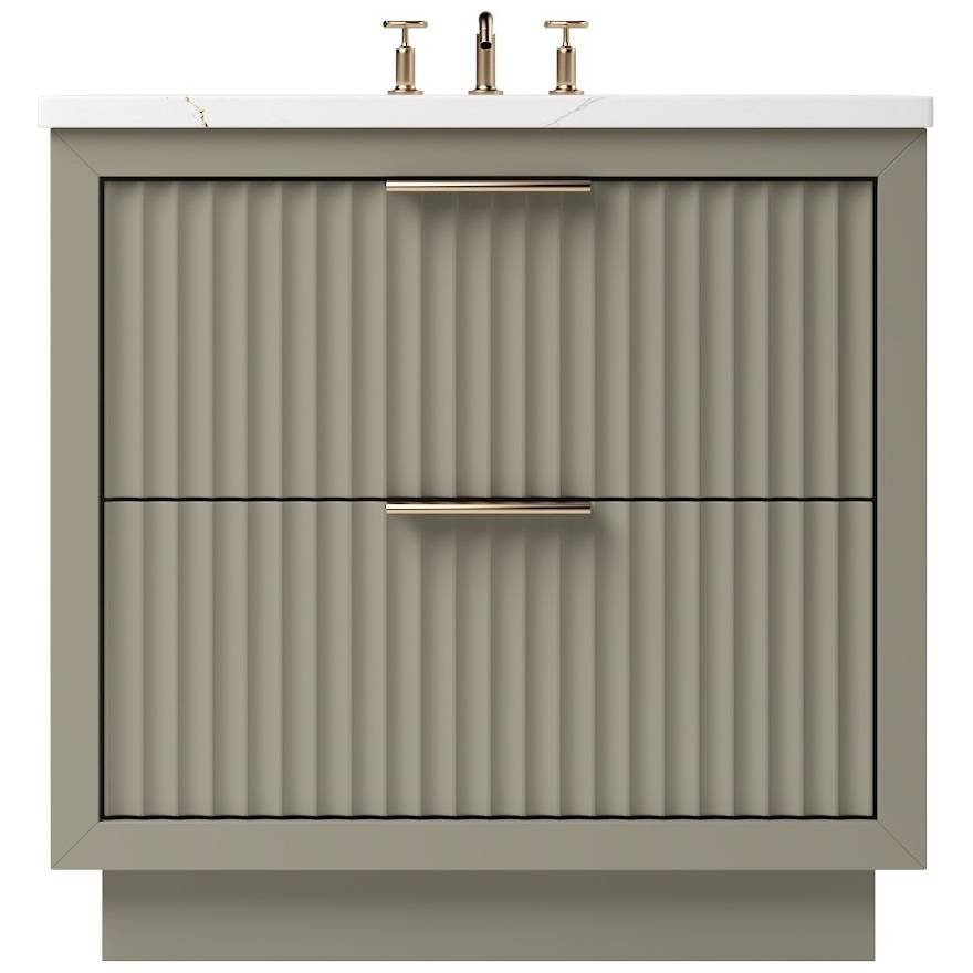 Vanderloc LeCrieú Two - Drawer Single Bath Vanity - 30" - French Olive - Rose Gold - LCS2 - 30.fo.rg