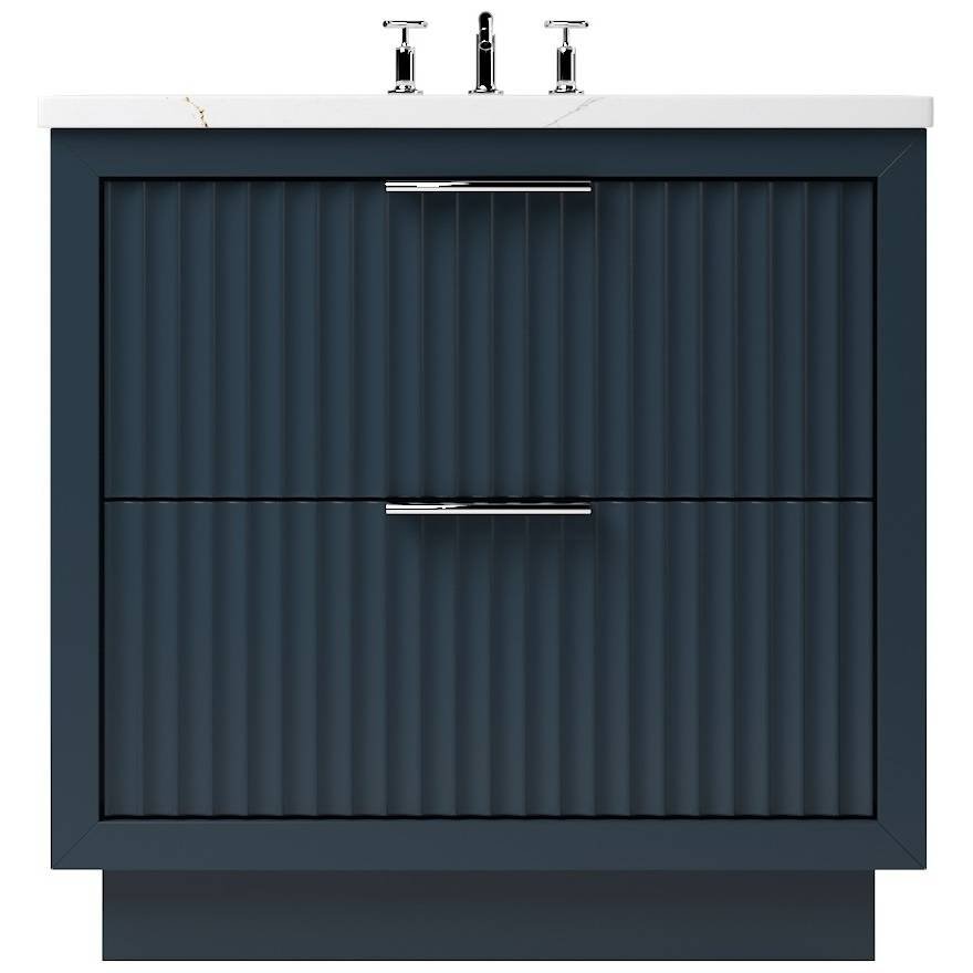 Vanderloc LeCrieú Two - Drawer Single Bath Vanity - 30&quot; - Hague Blue - Polished Chrome - LCS2 - 30.hb.ch