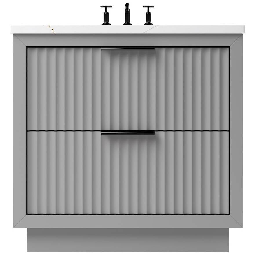 Vanderloc LeCrieú Two - Drawer Single Bath Vanity - 30&quot; - Platinum Gray - Matte Black - LCS2 - 30.pg.mb