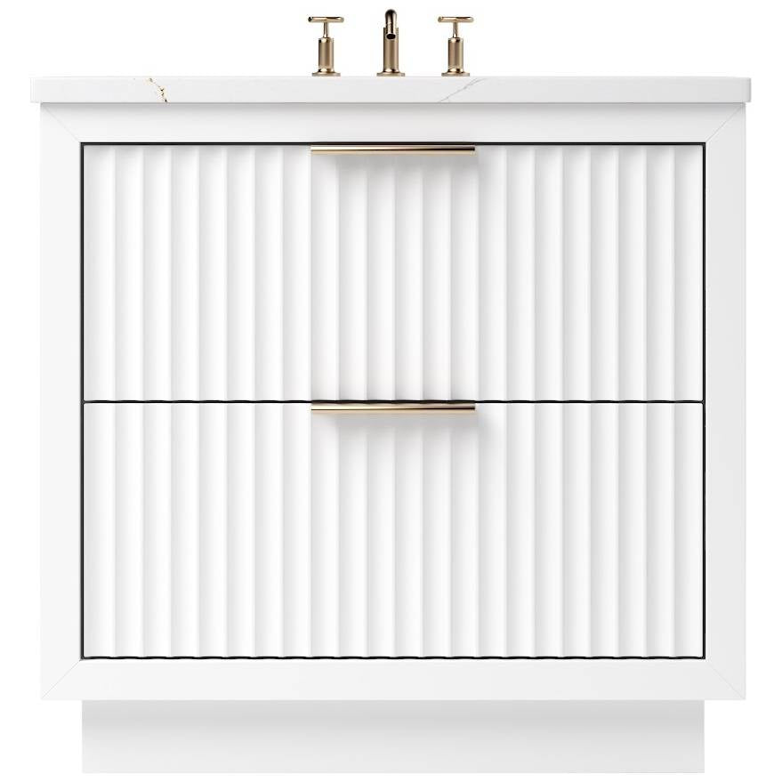 Vanderloc LeCrieú Two - Drawer Single Bath Vanity - 30&quot; - Pure White - Rose Gold - LCS2 - 30.pw.rg