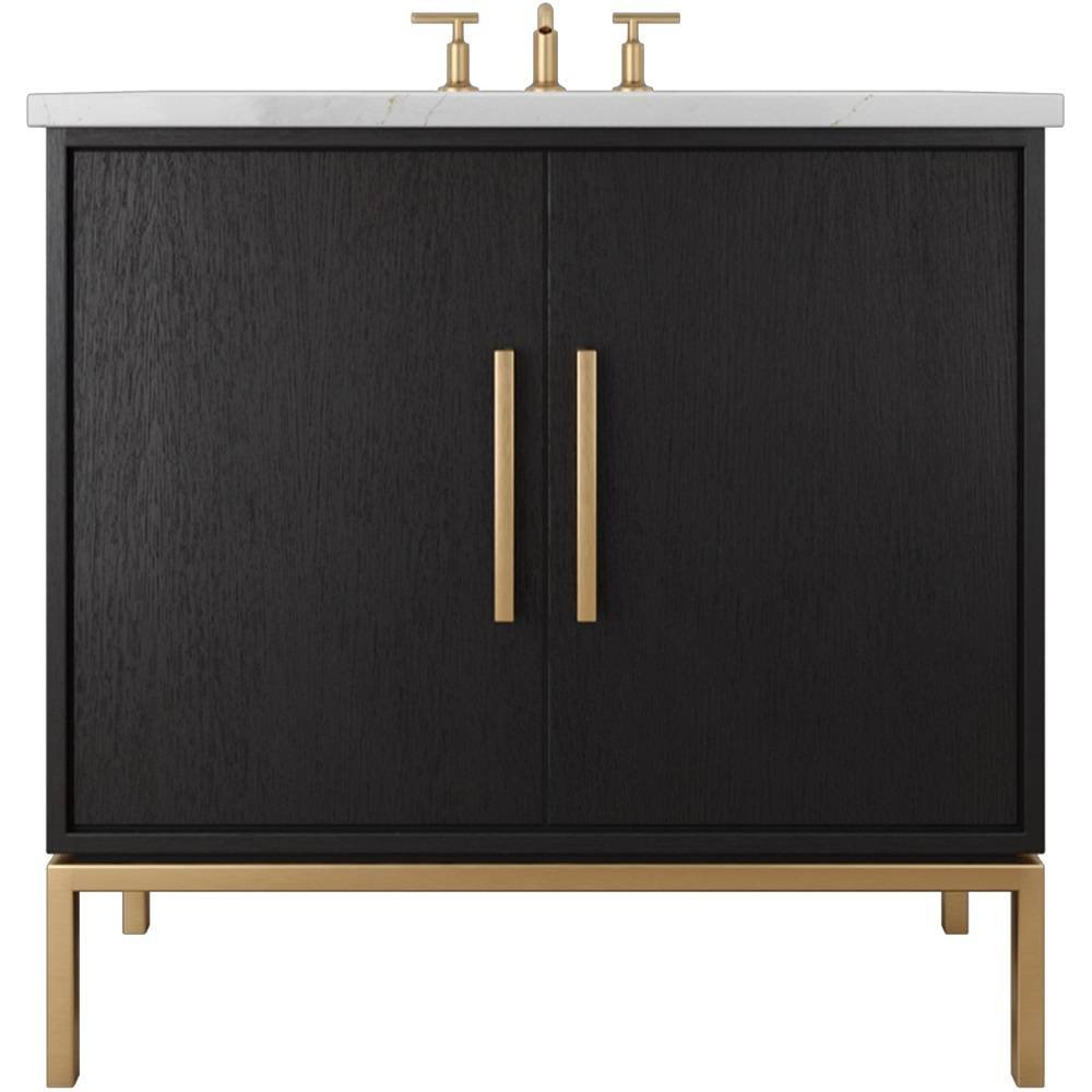 Vanderloc Rift White Oak Single Bath Vanity - 24" - Classic Black - Satin Gold - RWS1 - 24.cb.sg