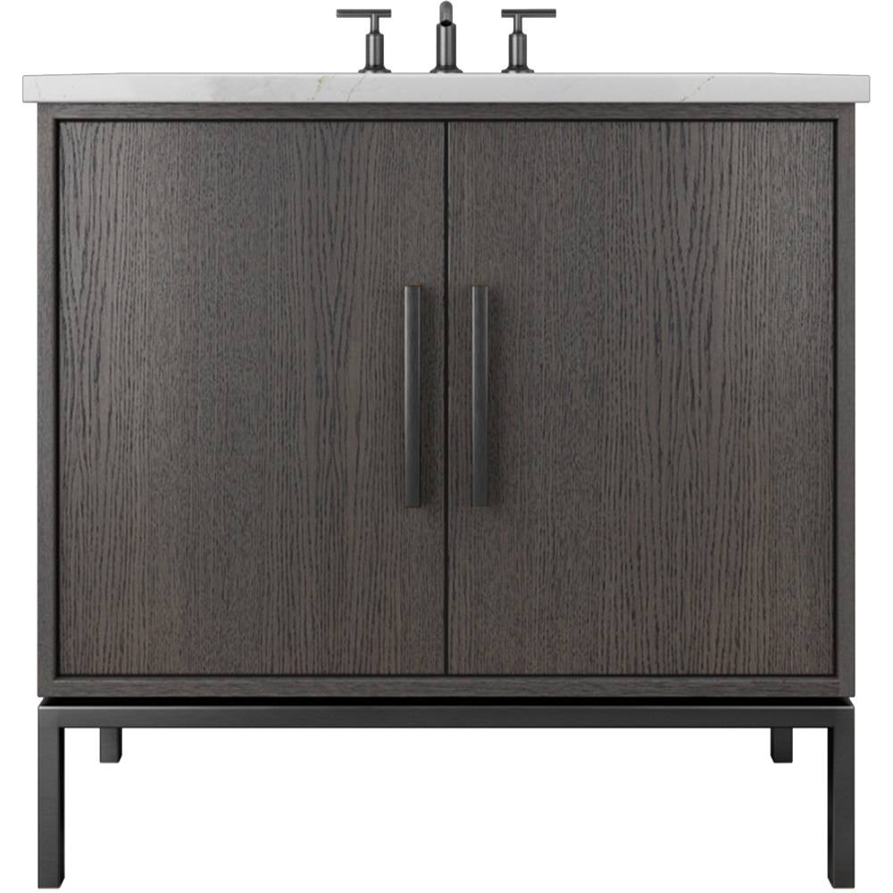 Vanderloc Rift White Oak Single Bath Vanity - 24&quot; - Gray Weathered - Matte Black - RWS1 - 24.gw.mb