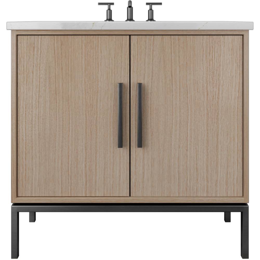 Vanderloc Rift White Oak Single Bath Vanity - 24&quot; - Natural Weathered - Matte Black - RWS1 - 24.nw.mb