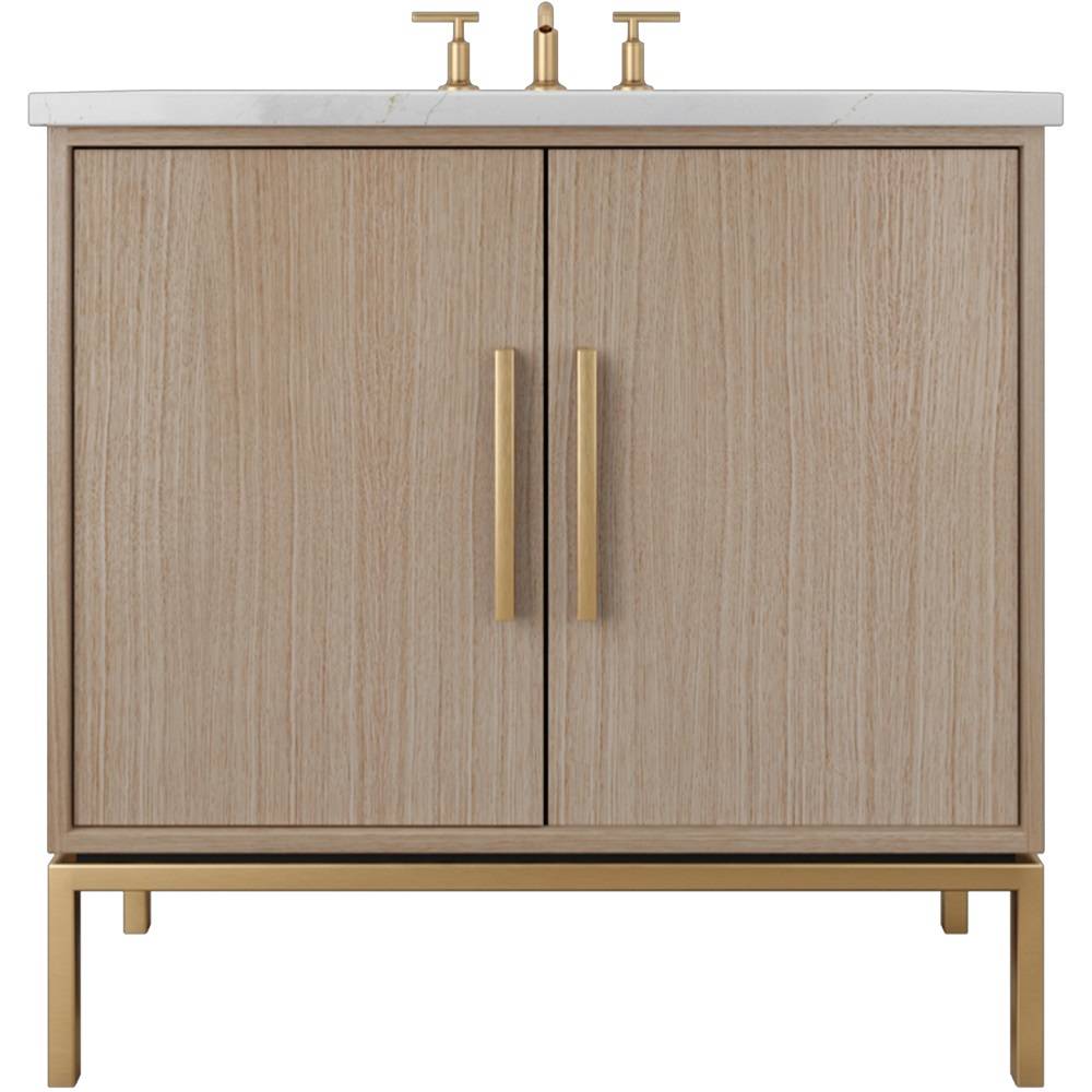 Vanderloc Rift White Oak Single Bath Vanity - 24&quot; - Natural Weathered - Satin Gold - RWS1 - 24.nw.sg