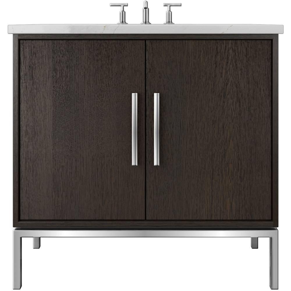 Vanderloc Rift White Oak Single Bath Vanity - 24&quot; - Rich Brown - Polished Chrome - RWS1 - 24.rb.ch