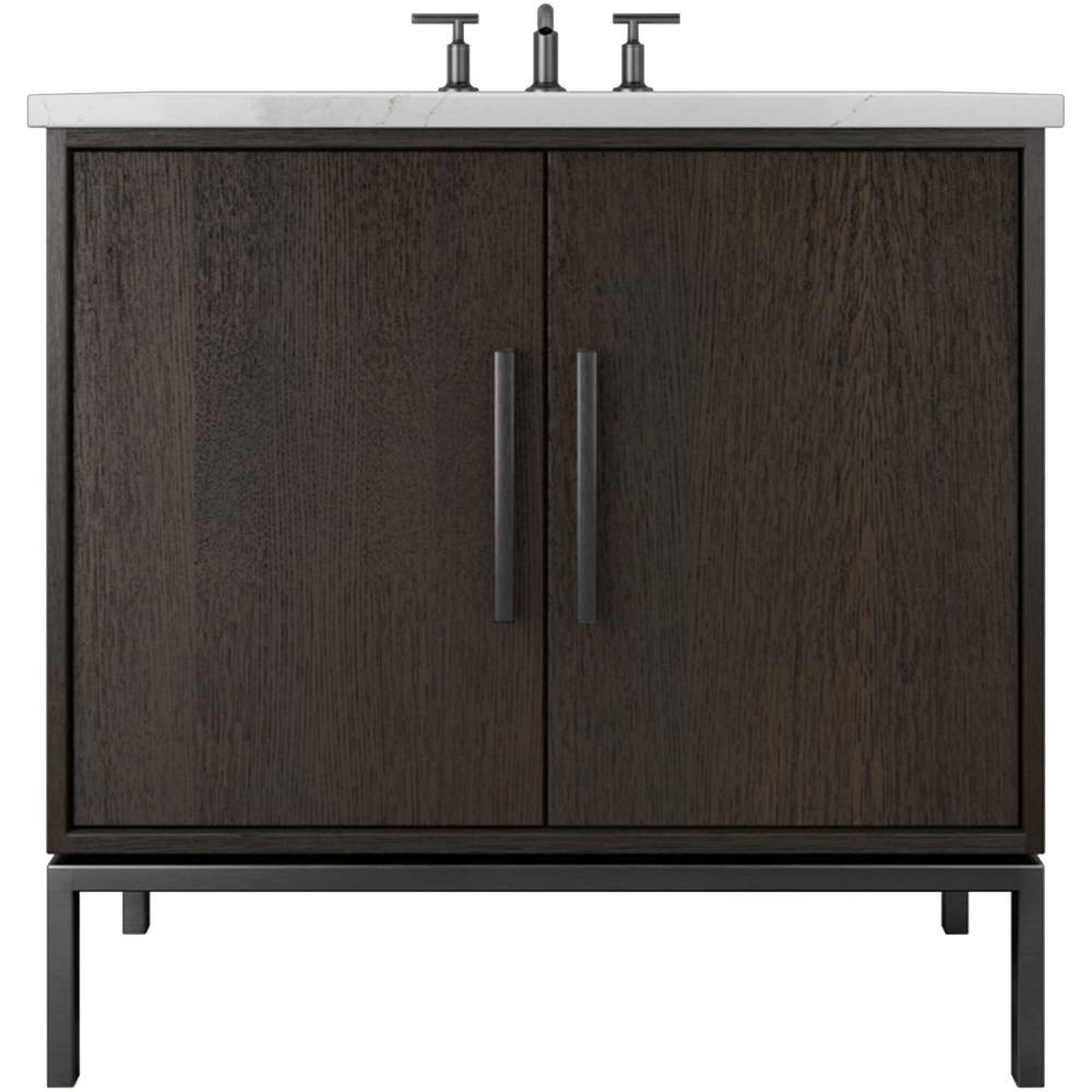 Vanderloc Rift White Oak Single Bath Vanity - 24&quot; - Rich Brown - Matte Black - RWS1 - 24.rb.mb