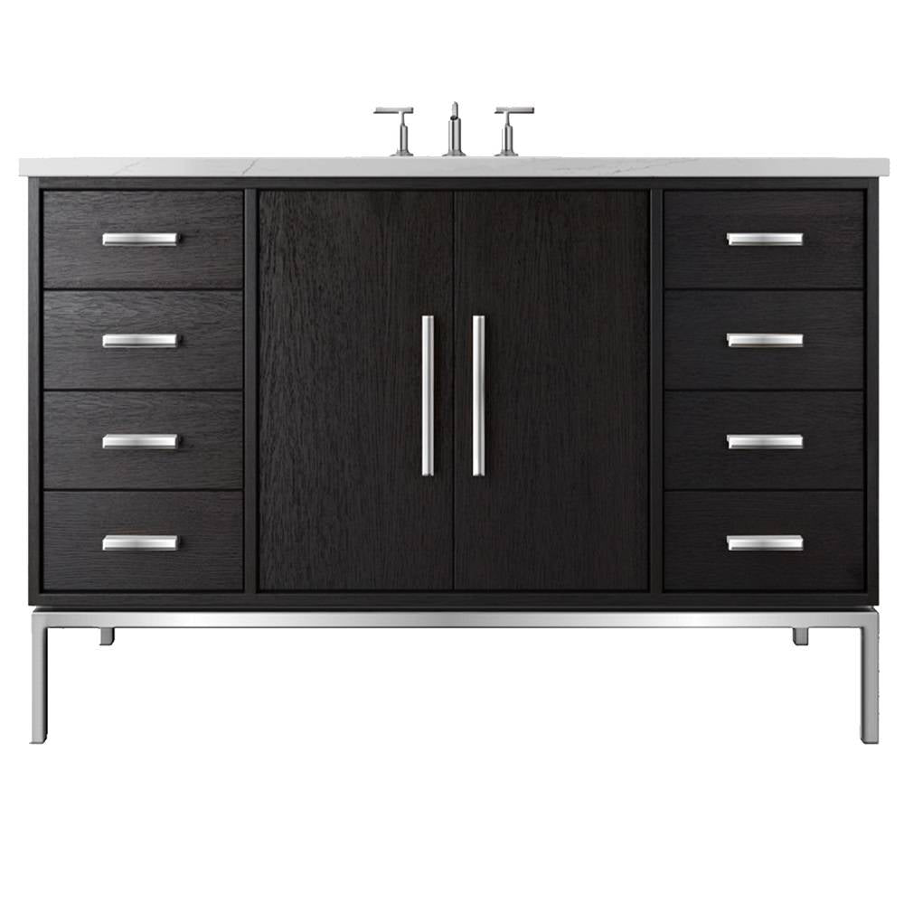 Vanderloc Rift White Oak Single Extra Wide Bath Vanity - 54&quot; - Classic Black - Polished Chrome - RWS4 - 54.cb.ch
