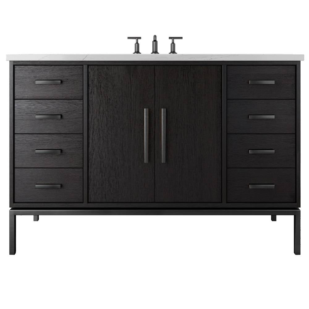 Vanderloc Rift White Oak Single Extra Wide Bath Vanity - 54&quot; - Classic Black - Matte Black - RWS4 - 54.cb.mb