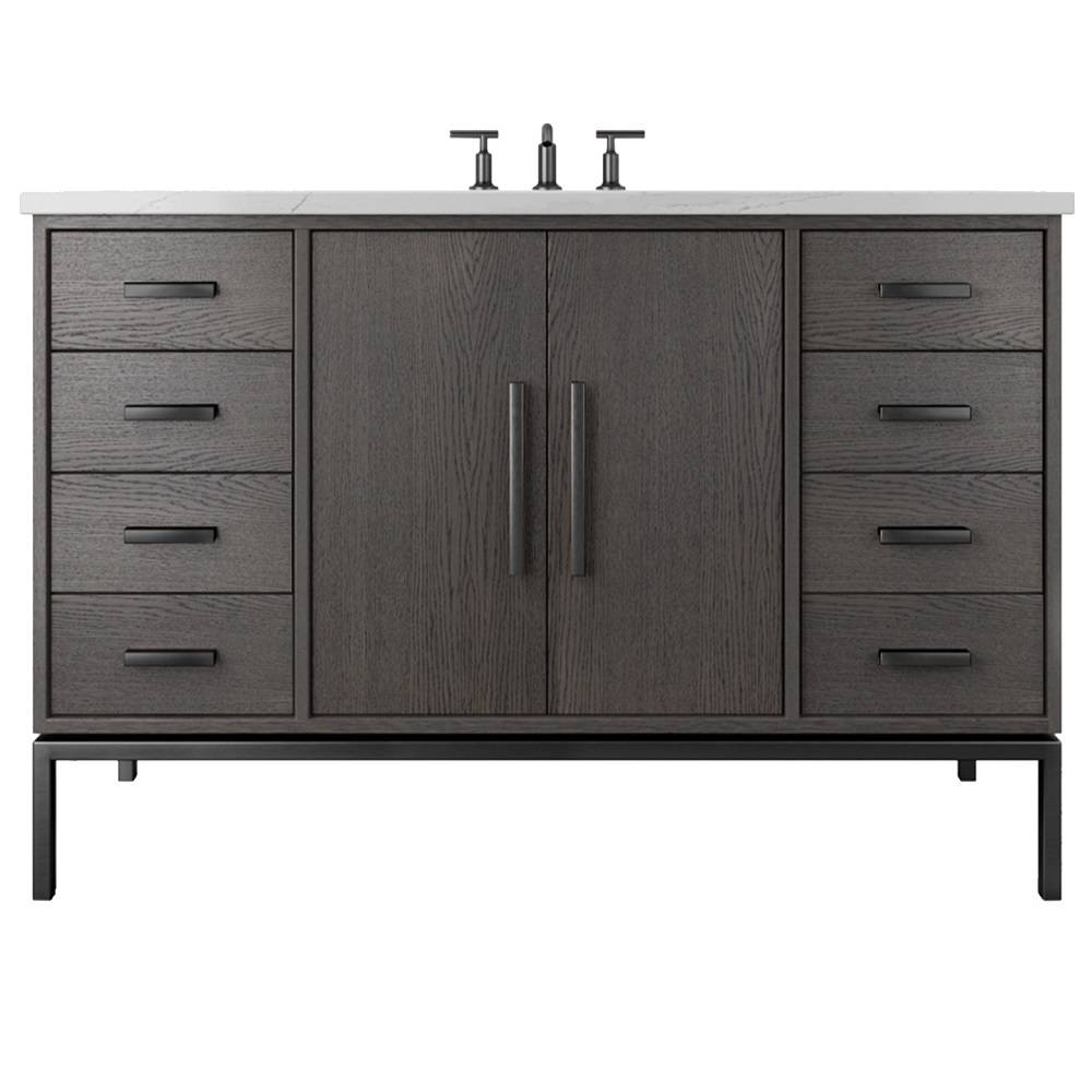 Vanderloc Rift White Oak Single Extra Wide Bath Vanity - 54&quot; - Gray Weathered - Matte Black - RWS4 - 54.gw.mb