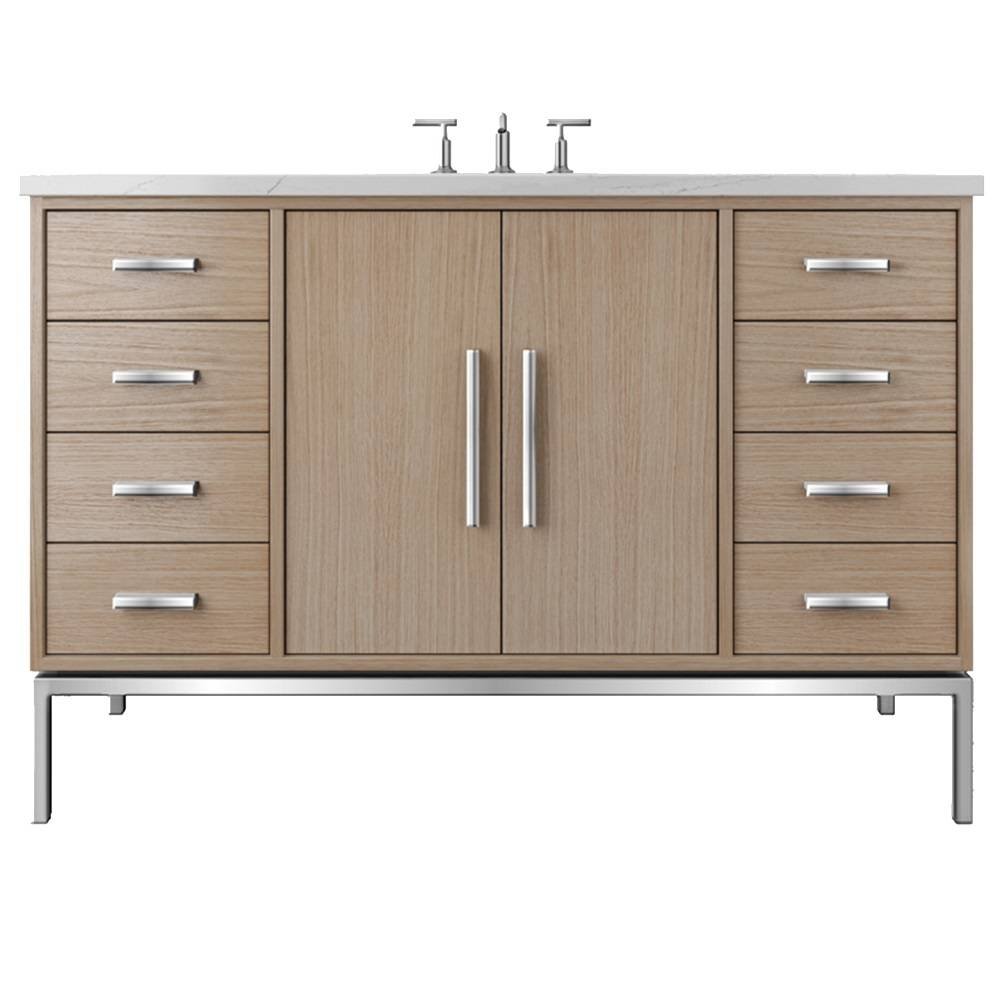 Vanderloc Rift White Oak Single Extra Wide Bath Vanity - 54&quot; - Natural Weathered - Polished Chrome - RWS4 - 54.nw.ch