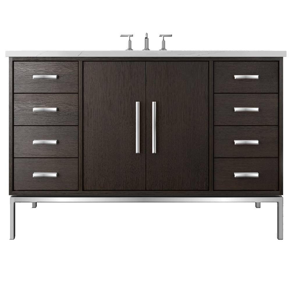 Vanderloc Rift White Oak Single Extra Wide Bath Vanity - 54&quot; - Rich Brown - Polished Chrome - RWS4 - 54.rb.ch