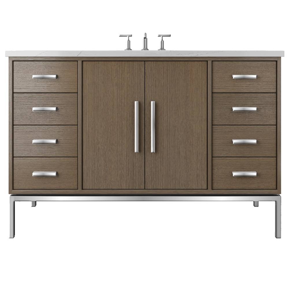 Vanderloc Rift White Oak Single Extra Wide Bath Vanity - 54&quot; - Smoked Modern - Polished Chrome - RWS4 - 54.sm.ch
