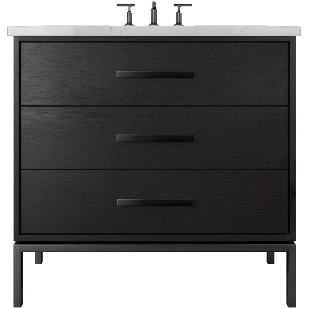 Vanderloc Rift White Oak Three - Drawer Single Bath Vanity - 30&quot; - Classic Black - Matte Black - RWS3 - 30.cb.mb