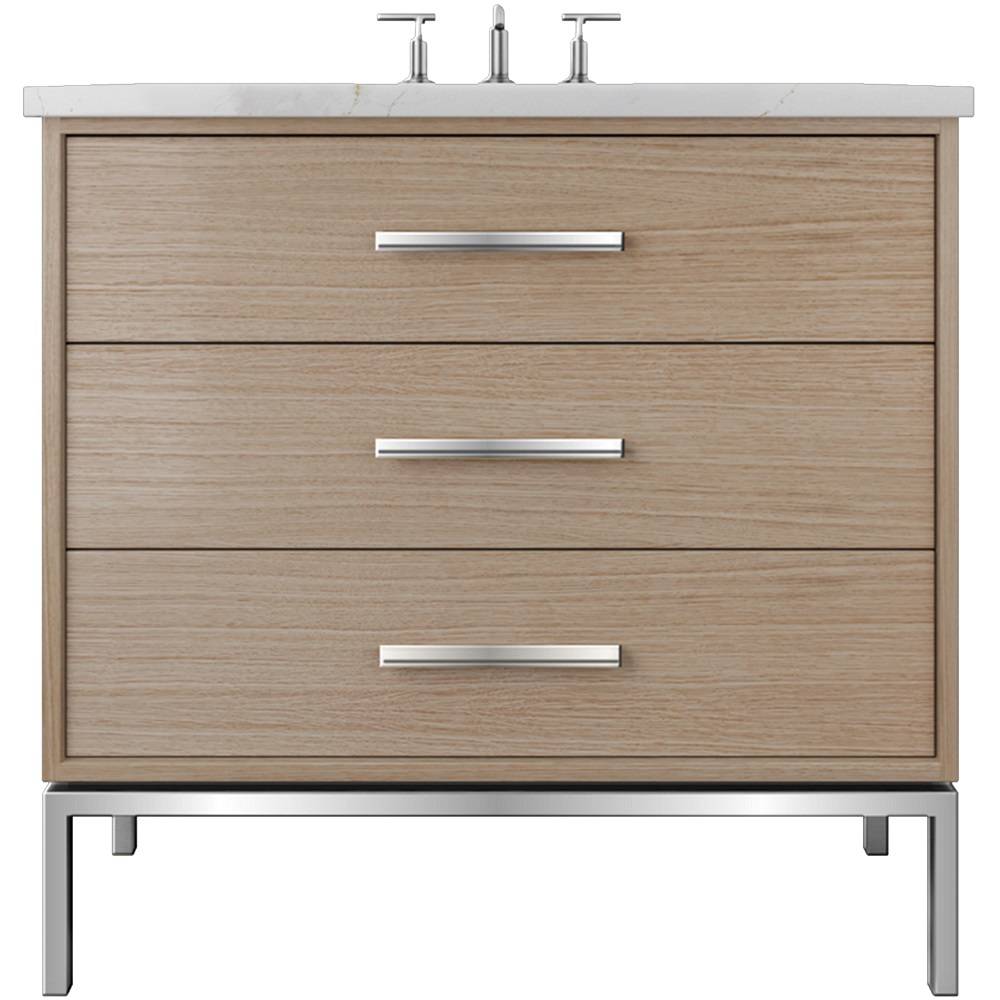 Vanderloc Rift White Oak Three - Drawer Single Bath Vanity - 30&quot; - Natural Weathered - Polished Chrome - RWS3 - 30.nw.ch
