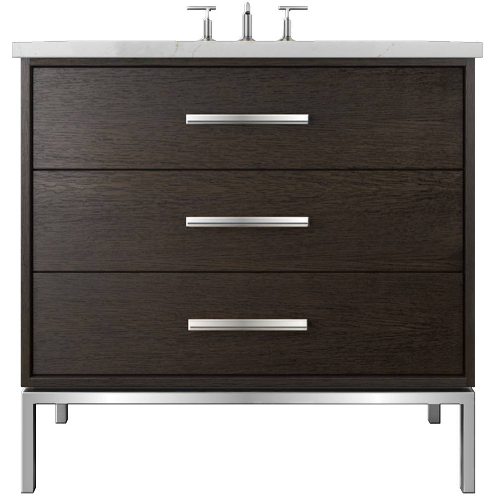 Vanderloc Rift White Oak Three - Drawer Single Bath Vanity - 30&quot; - Rich Brown - Polished Chrome - RWS3 - 30.rb.ch