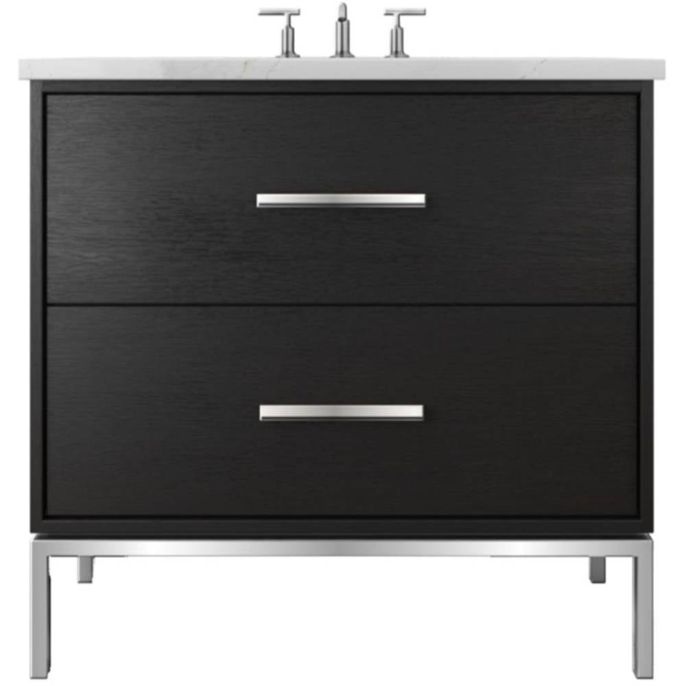 Vanderloc Rift White Oak Two - Drawer Single Bath Vanity - 30&quot; - Classic Black - Polished Chrome - RWS2 - 30.cb.ch