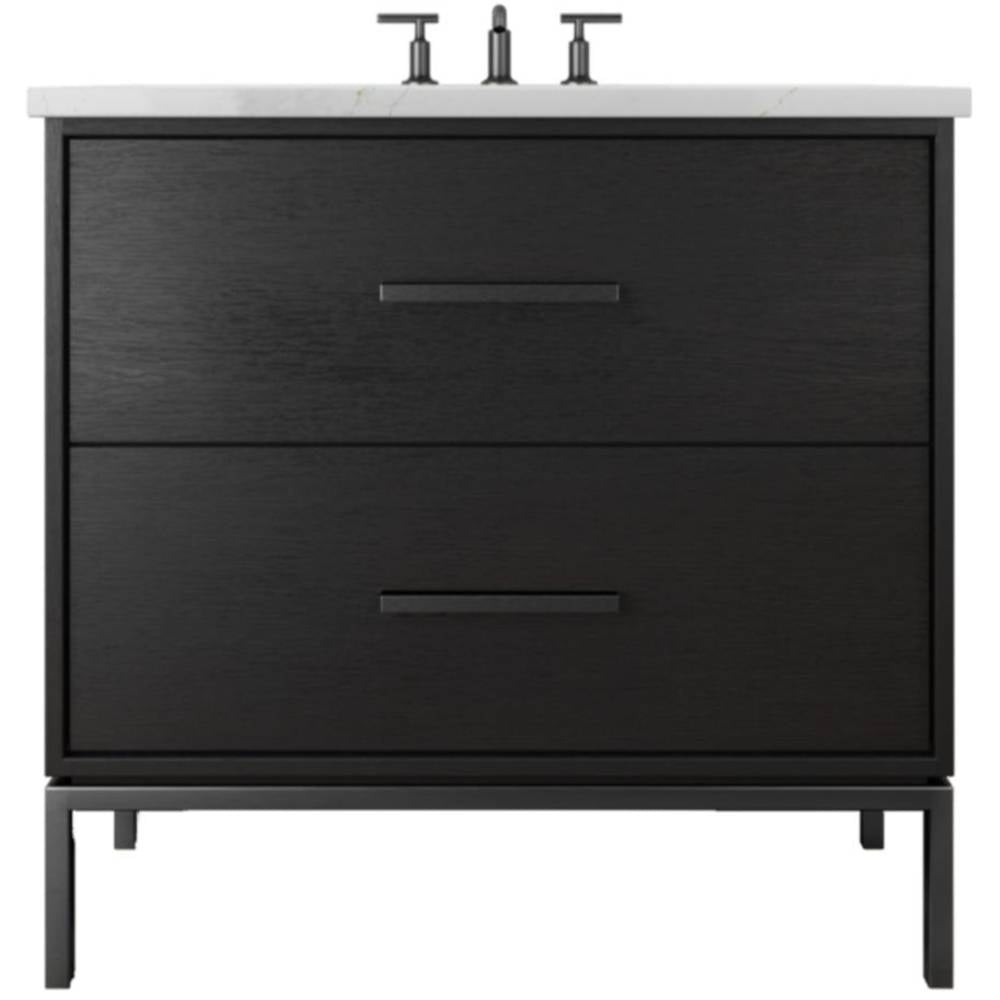 Vanderloc Rift White Oak Two - Drawer Single Bath Vanity - 30&quot; - Classic Black - Matte Black - RWS2 - 30.cb.mb