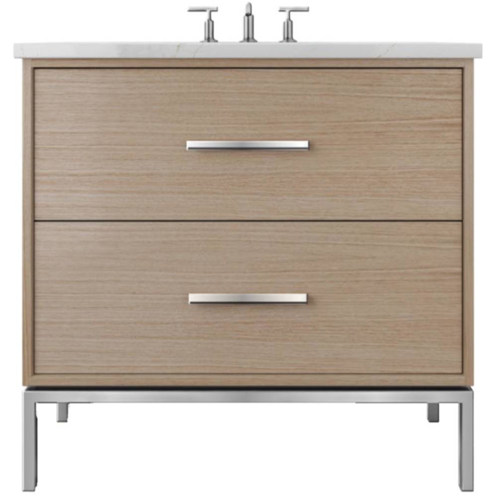 Vanderloc Rift White Oak Two - Drawer Single Bath Vanity - 30&quot; - Natural Weathered - Polished Chrome - RWS2 - 30.nw.ch