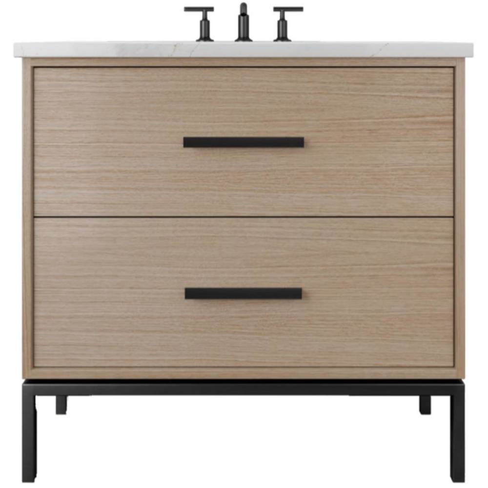 Vanderloc Rift White Oak Two - Drawer Single Bath Vanity - 30&quot; - Natural Weathered - Matte Black - RWS2 - 30.nw.mb