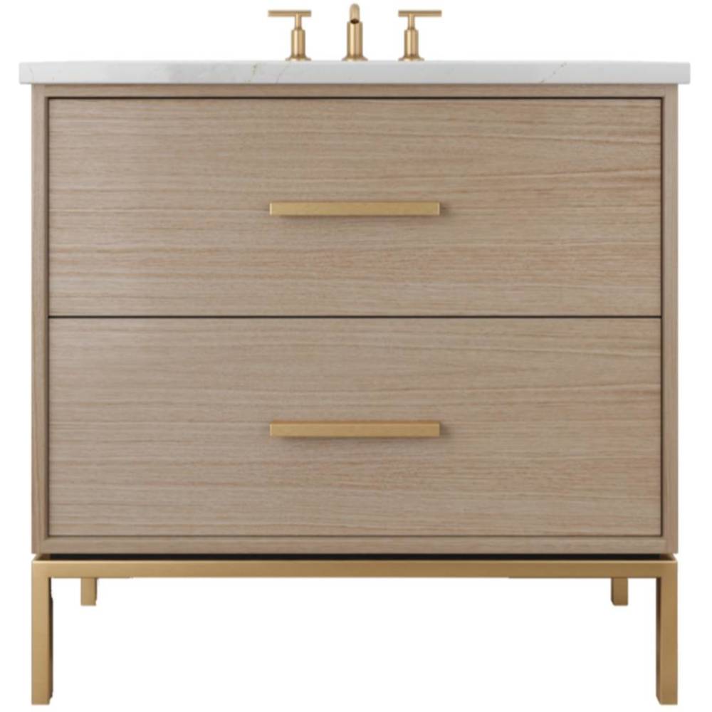 Vanderloc Rift White Oak Two - Drawer Single Bath Vanity - 30&quot; - Natural Weathered - Satin Gold - RWS2 - 30.nw.sg