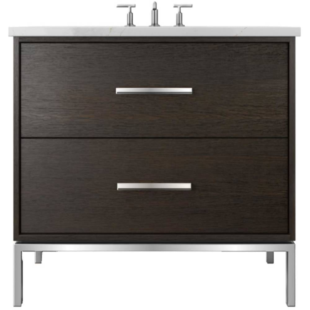Vanderloc Rift White Oak Two - Drawer Single Bath Vanity - 30&quot; - Rich Brown - Polished Chrome - RWS2 - 30.rb.ch
