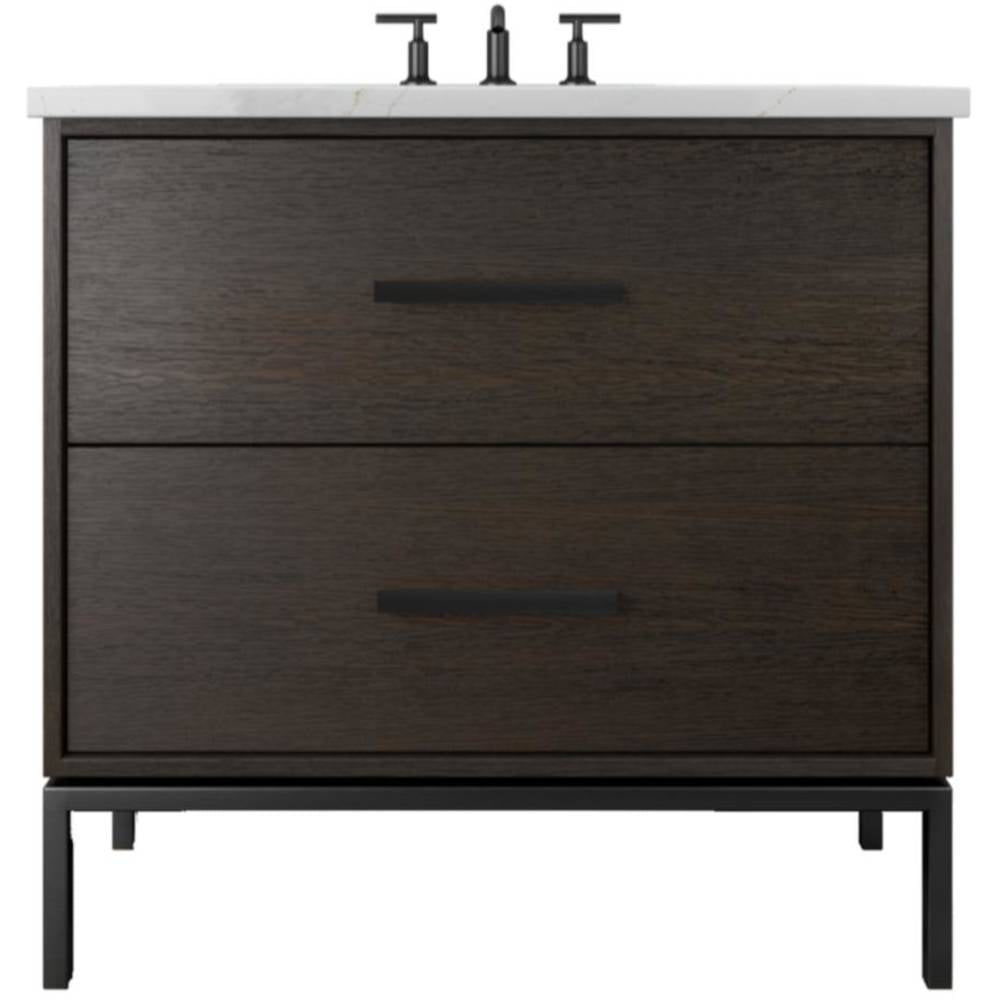 Vanderloc Rift White Oak Two - Drawer Single Bath Vanity - 30&quot; - Rich Brown - Matte Black - RWS2 - 30.rb.mb