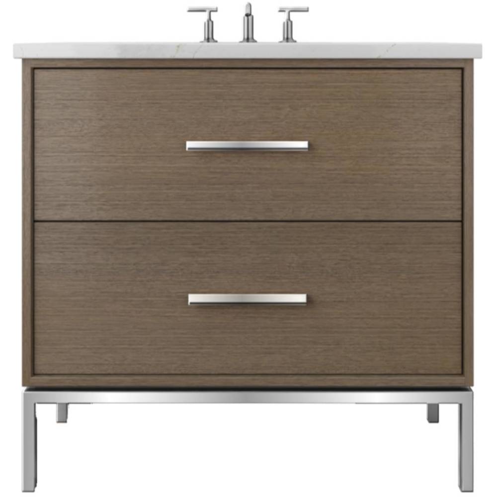 Vanderloc Rift White Oak Two - Drawer Single Bath Vanity - 30&quot; - Smoked Modern - Polished Chrome - RWS2 - 30.sm.ch