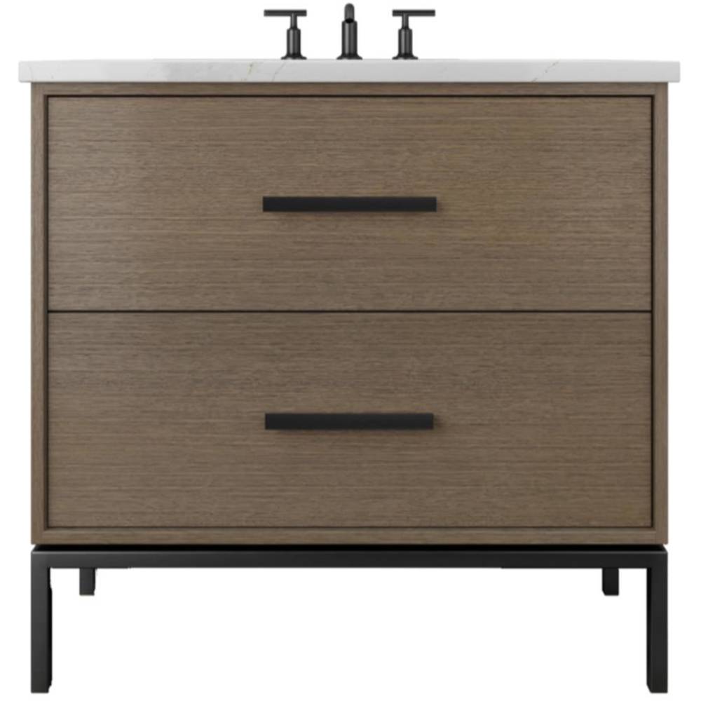 Vanderloc Rift White Oak Two - Drawer Single Bath Vanity - 30&quot; - Smoked Modern - Matte Black - RWS2 - 30.sm.mb