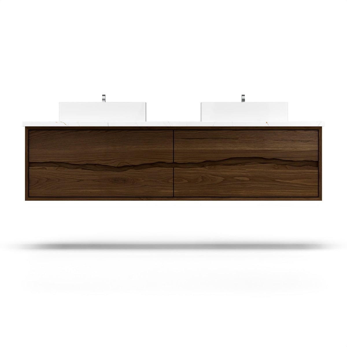 Vanderloc Ventura Four - Drawer Double Bath Floating Vanity - 60&quot; - Estate Emulsion - Vessel - VTD6 - 60 - F18.ee.nh