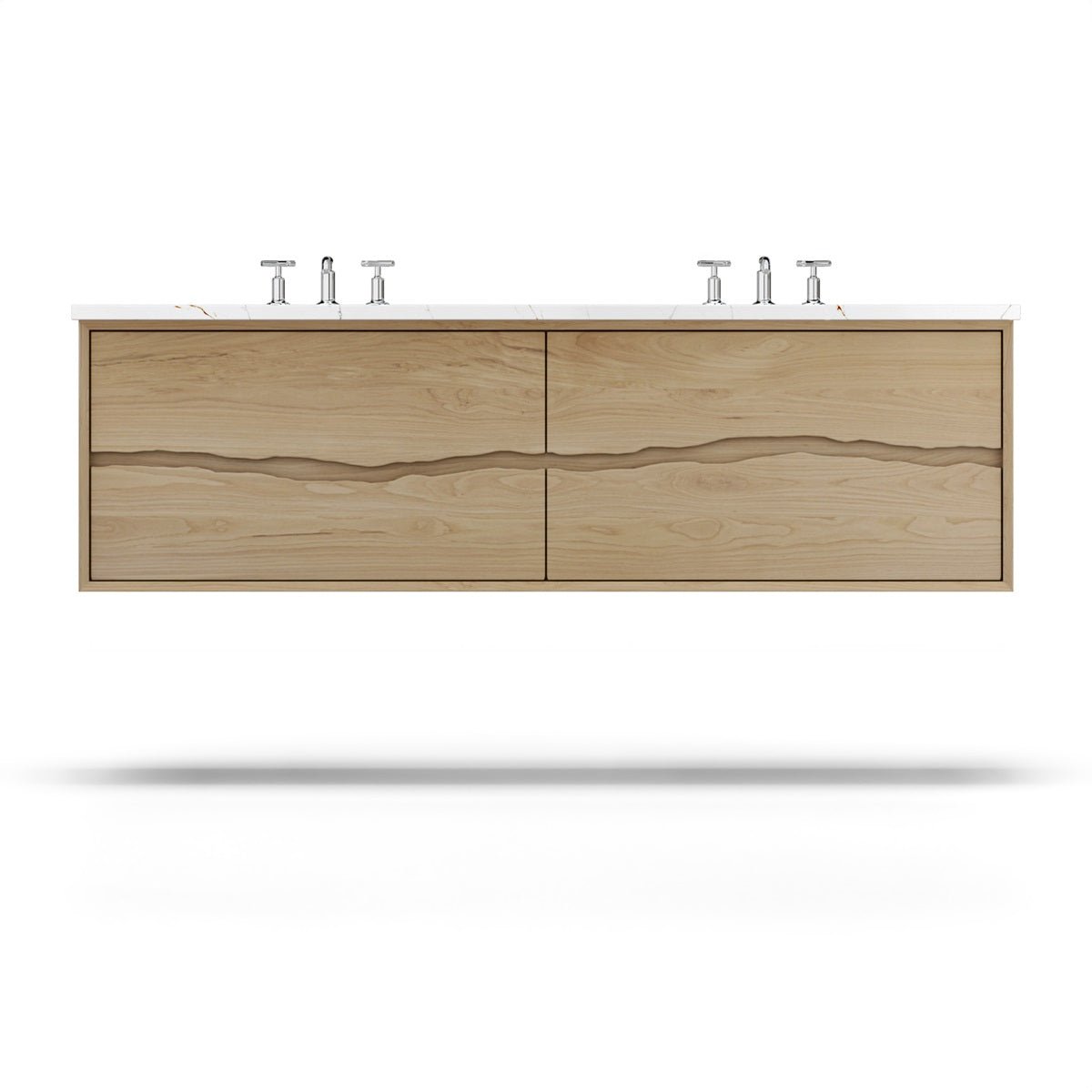 Vanderloc Ventura Four - Drawer Double Bath Floating Vanity - 60&quot; - American White Oak - Undermount - VTD6 - 60 - F24.aw.nh